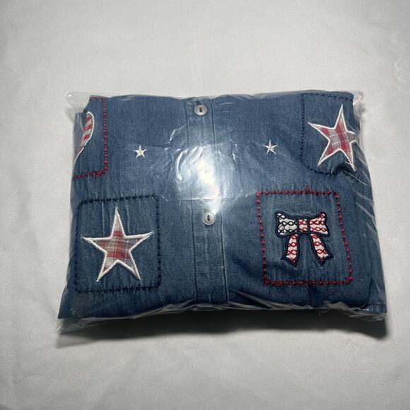 Vintage Basic Edition Women’s Denim Button Up Shirt Size 2X 4th of July USA READ - Picture 9 of 9